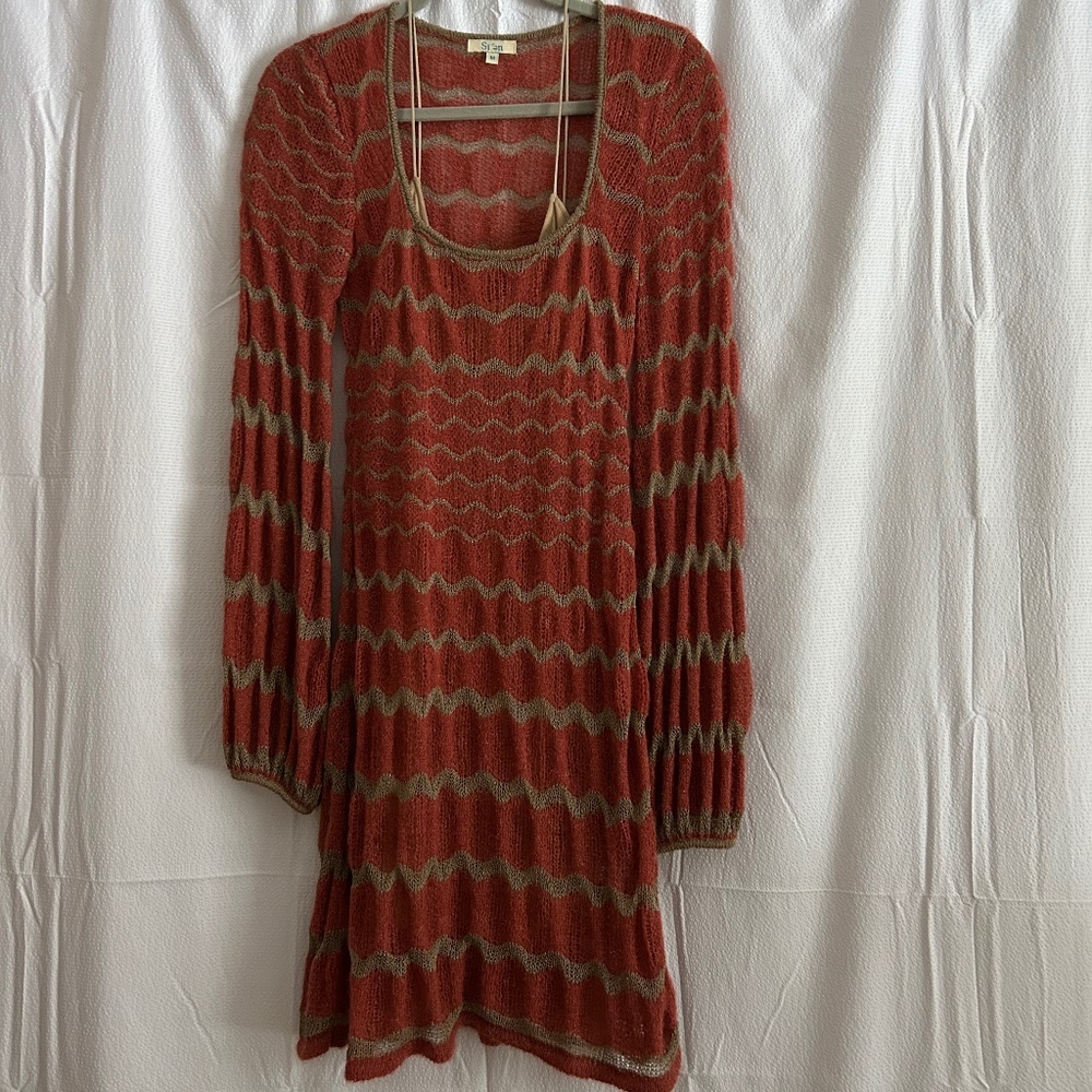 Anthropologie Long Balloon Sleeve Mohair Sweater Knit Shift Dress, Sz M, NWOT